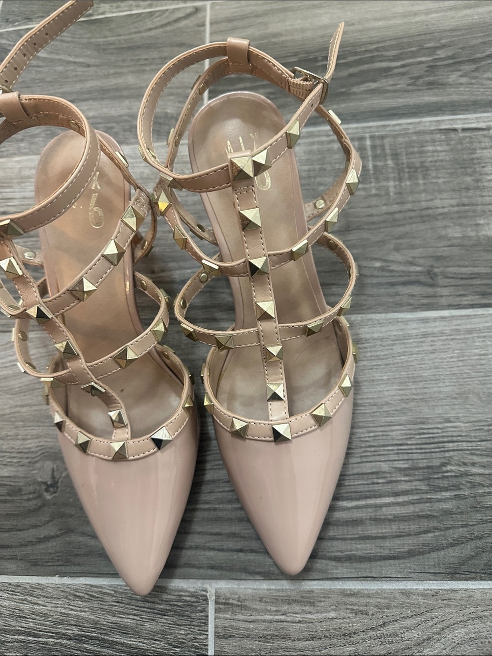 Mix No. 6 Beige Pointed-Toe Studded Strappy Flats - Picture 10 of 10